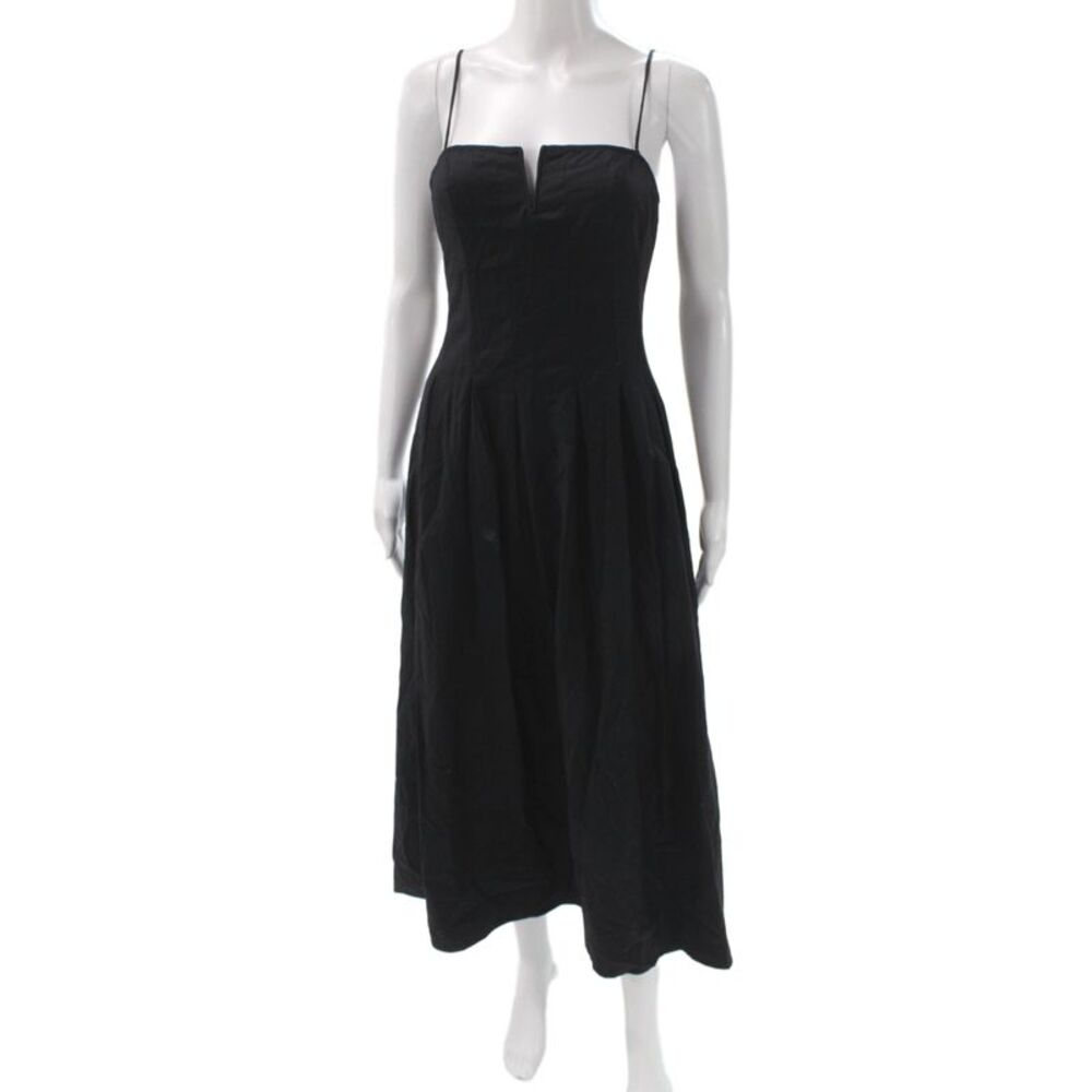 Reformation Women Fit & Flare Sleeveless Black Cotton Full Length Dress Size 0